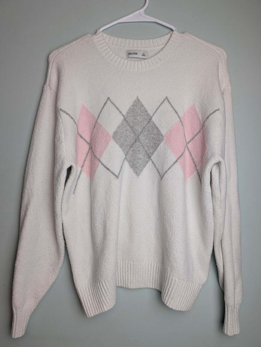 ​Softaesthetic Academia Hollister Argyle Crewneck Sweater